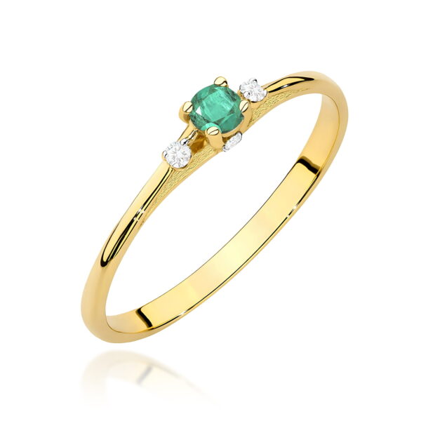 Pierścionek Szmaragd 0,15ct żółte złoto 375