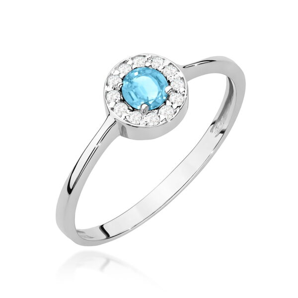 Pierścionek Topaz Swiss 0,25ct białe złoto 375