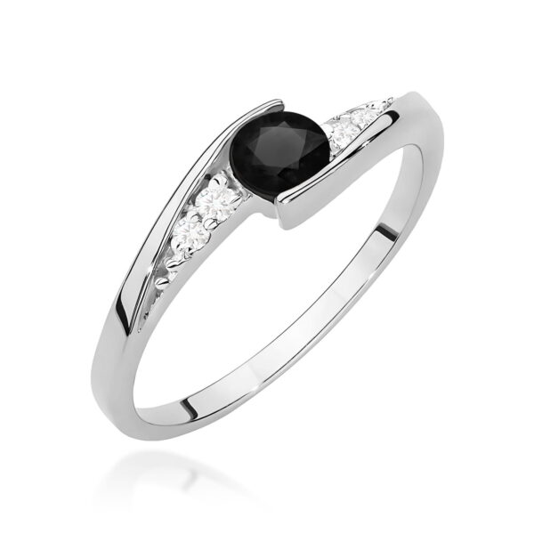 Pierścionek Czarny Diament 0,30ct białe złoto 375