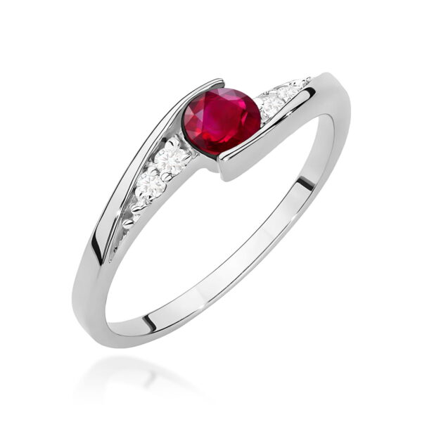 Pierścionek Rubin 0,30ct białe złoto 375