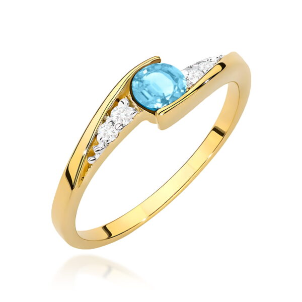 Pierścionek Topaz Swiss 0,25ct żółte złoto 375