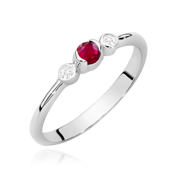 Pierścionek Rubin 0,15ct białe złoto