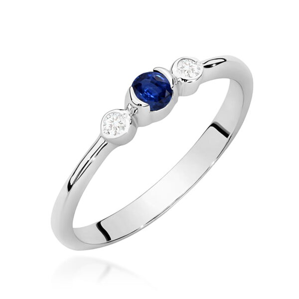 Pierścionek Szafir 0,15ct białe złoto 375
