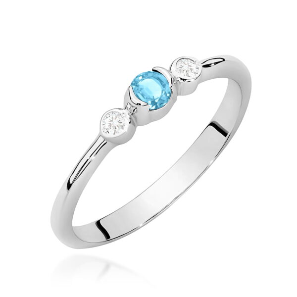 Pierścionek Topaz Swiss 0,15ct białe złoto 375