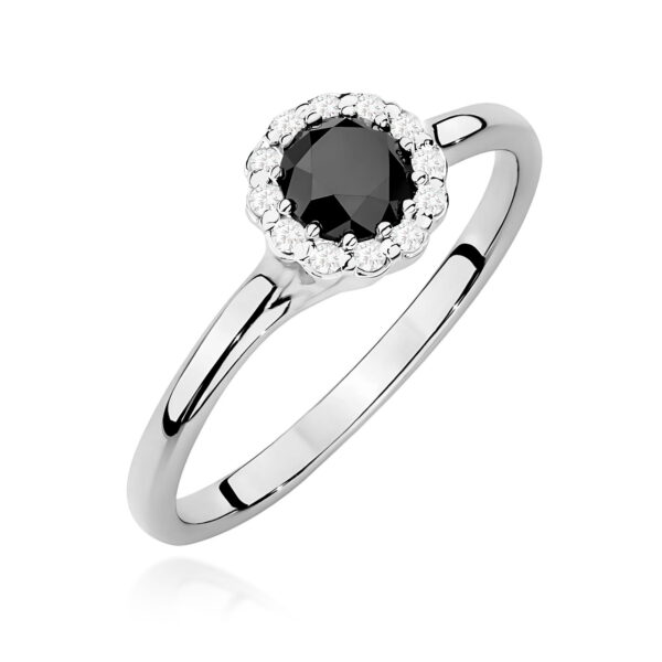 Pierścionek Czarny Diament 0,50ct białe złoto 375