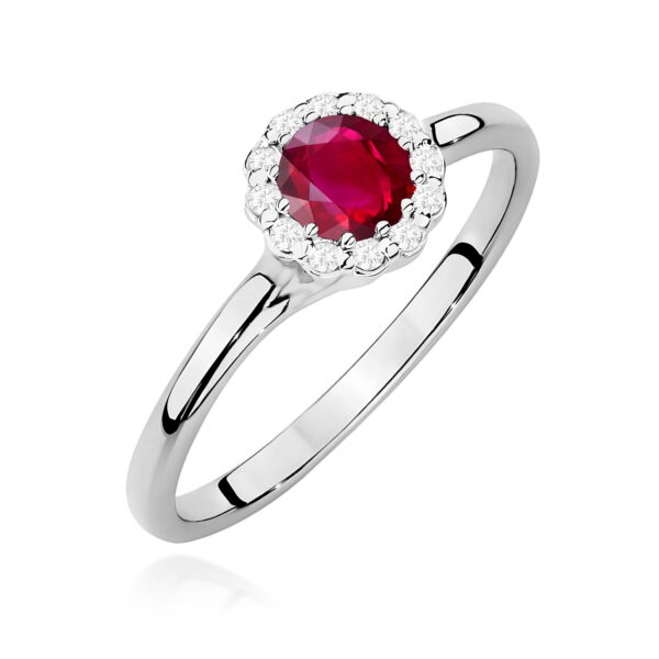 Pierścionek Rubin 0,60ct białe złoto 375