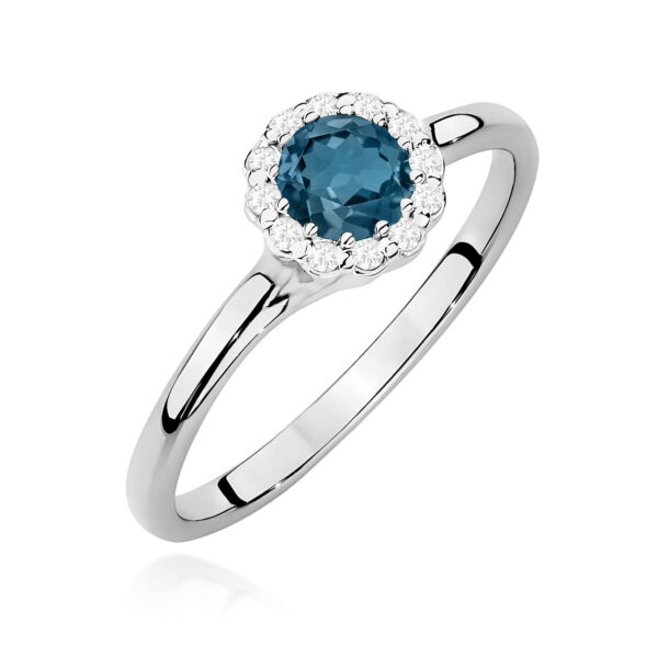 Pierścionek Topaz London Blue 0,50ct białe złoto 375