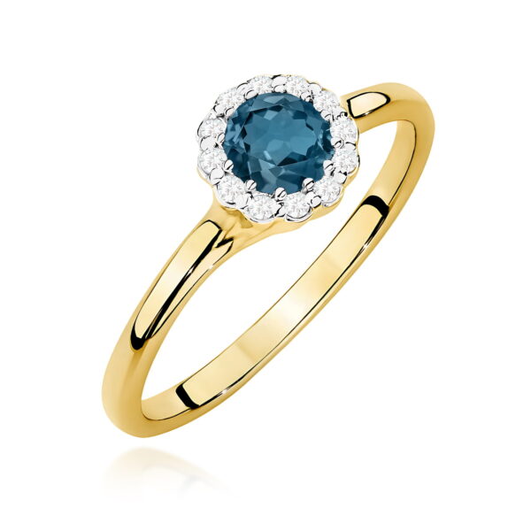Pierścionek Topaz London Blue 0,50ct żółte złoto