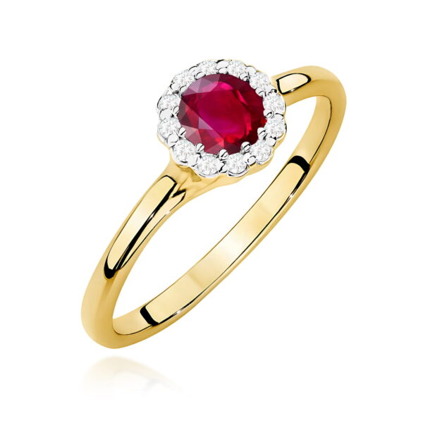 Pierścionek Rubin 0,60ct żółte złoto 375