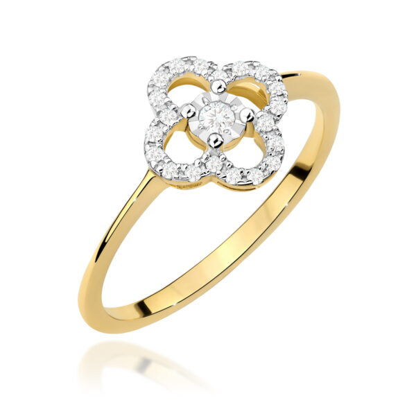 Pierścionek Diament 0,03ct żółte złoto 375
