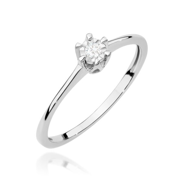 Pierścionek Diament 0,03ct białe złoto