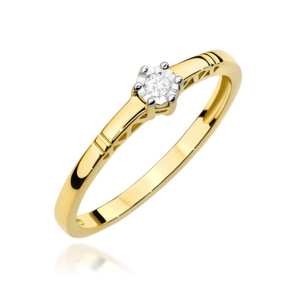 Pierścionek Diament 0,03ct żółte złoto
