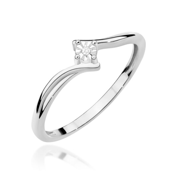 Pierścionek Diament 0,01ct białe złoto 375