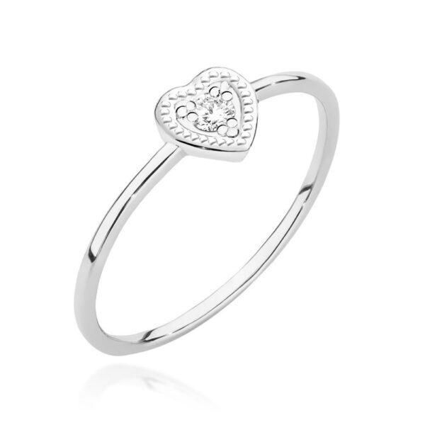 Pierścionek Diament 0,02ct białe złoto 375