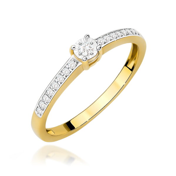 Pierścionek Diament 0,03ct żółte złoto