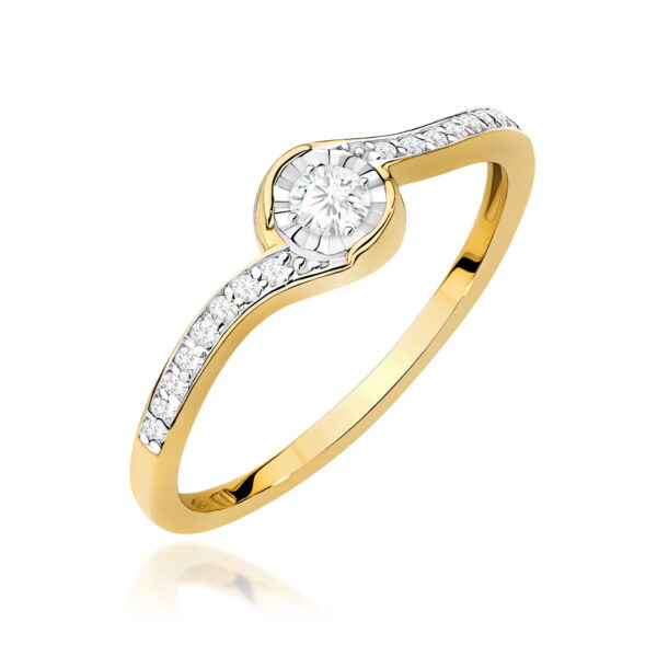 Pierścionek Diament 0,08ct żółte złoto