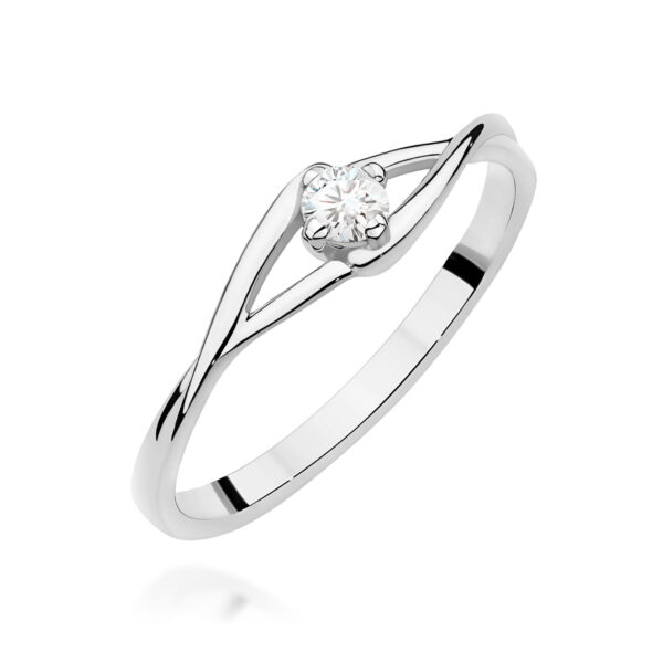 Pierścionek Diament 0,10ct białe złoto 375