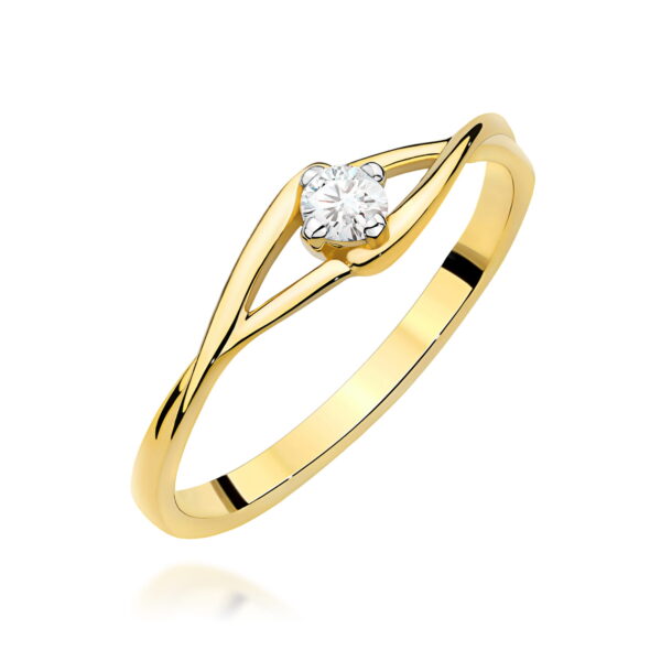 Pierścionek Diament 0,10ct żółte złoto