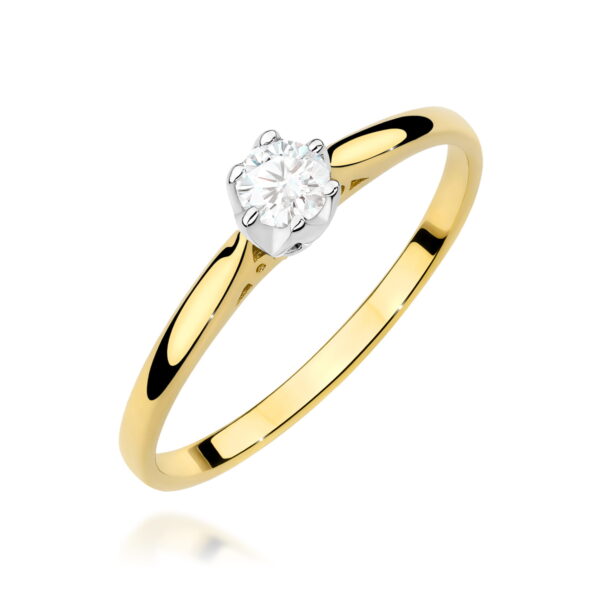Pierścionek z diamentem 0,18ct żółte złoto 375