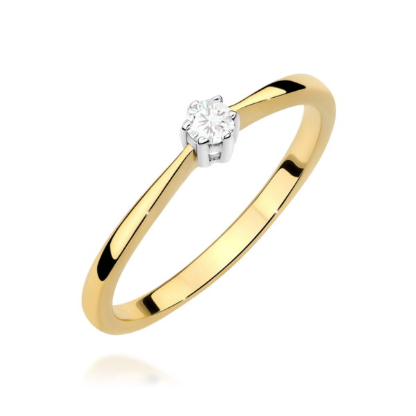 Pierścionek Diament 0,10ct żółte złoto 375