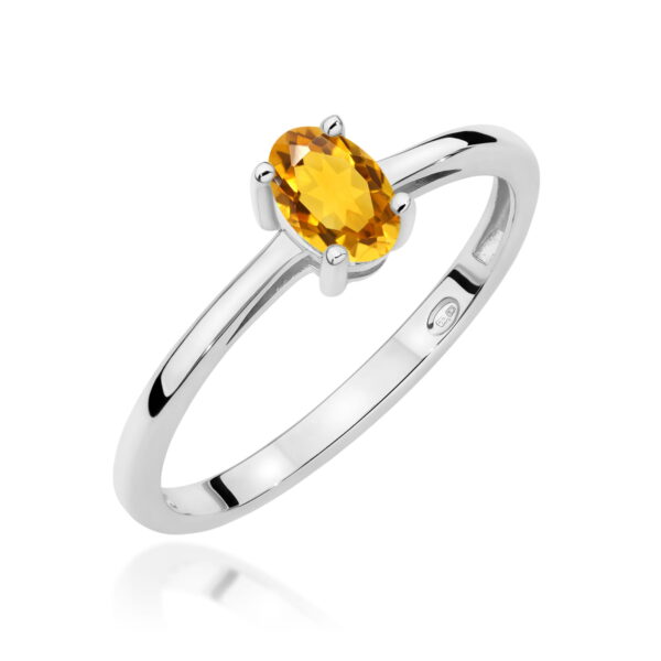 Pierścionek Cytryn 0,60ct białe złoto