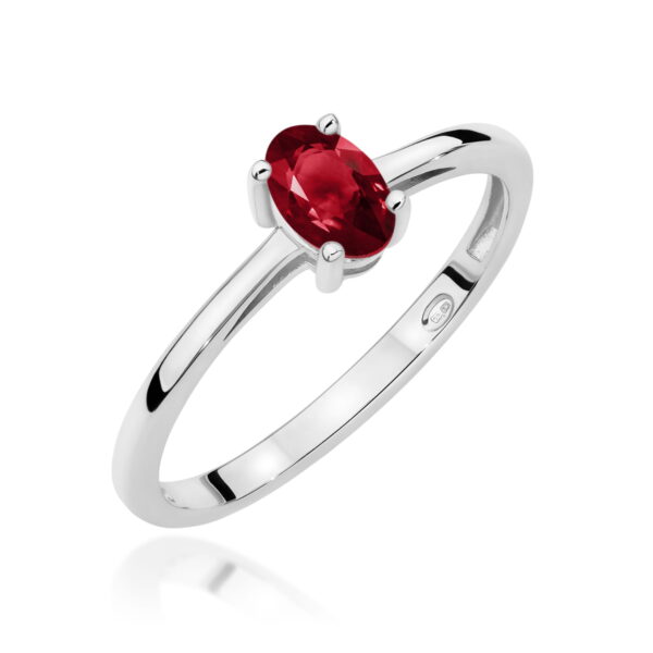 Pierścionek Granat 0,50ct białe złoto 375