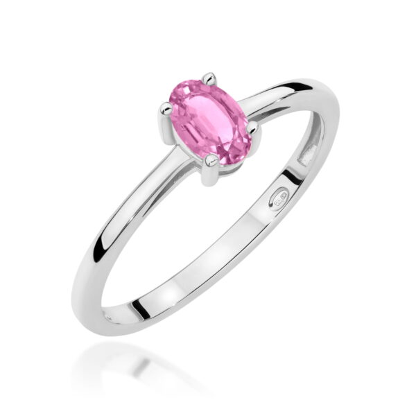 Pierścionek Szafir Różowy 0,45ct białe złoto 375
