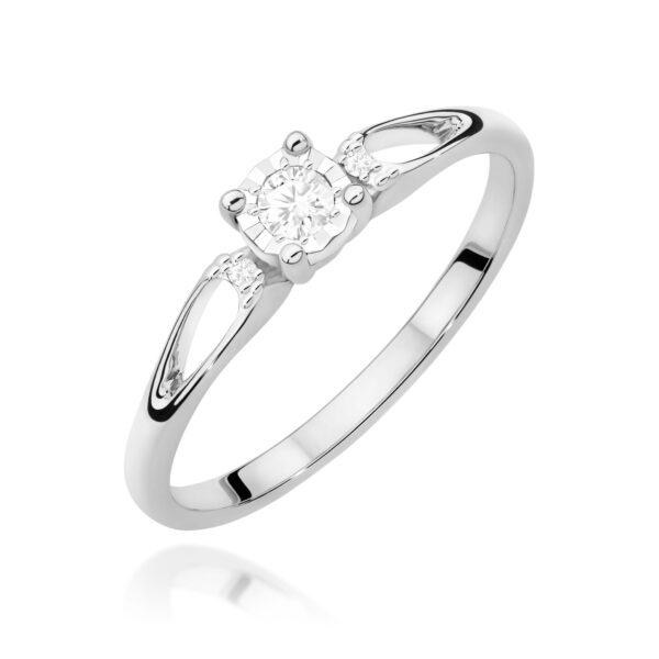 Pierścionek Diament 0,08ct białe złoto
