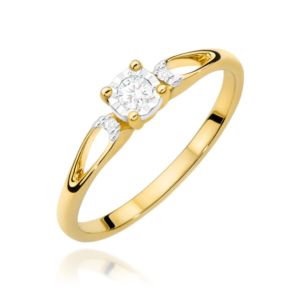 Pierścionek Diament 0,08ct żółte złoto 375