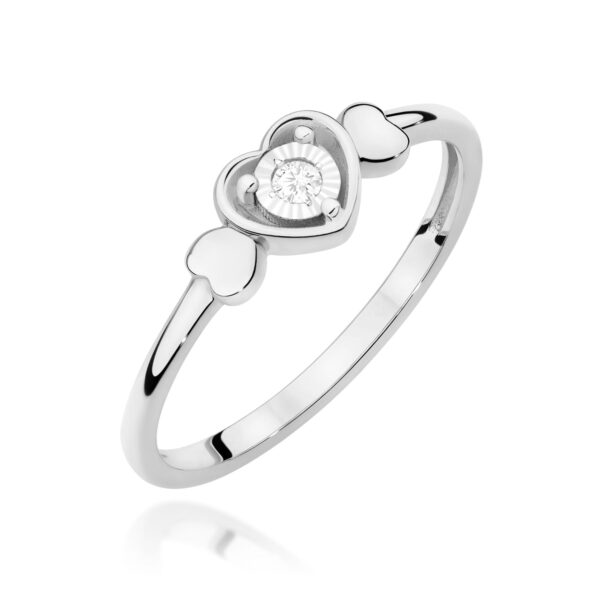 Pierścionek Diament 0,03ct białe złoto 375