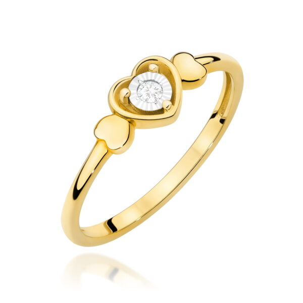 Pierścionek Diament 0,03ct żółte złoto 375