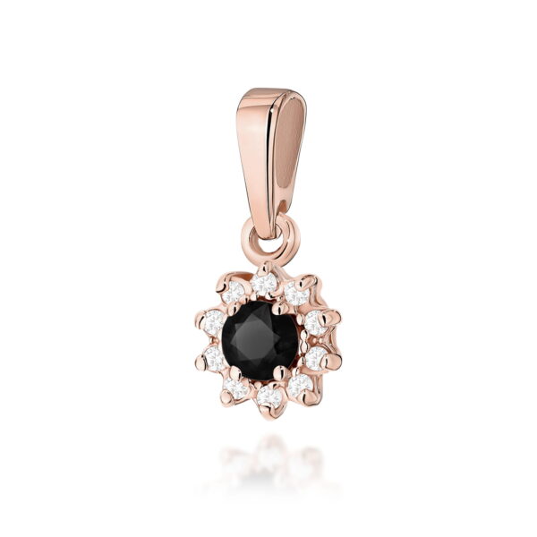 Zawieszka Czarny Diament 0,12ct różowe złoto